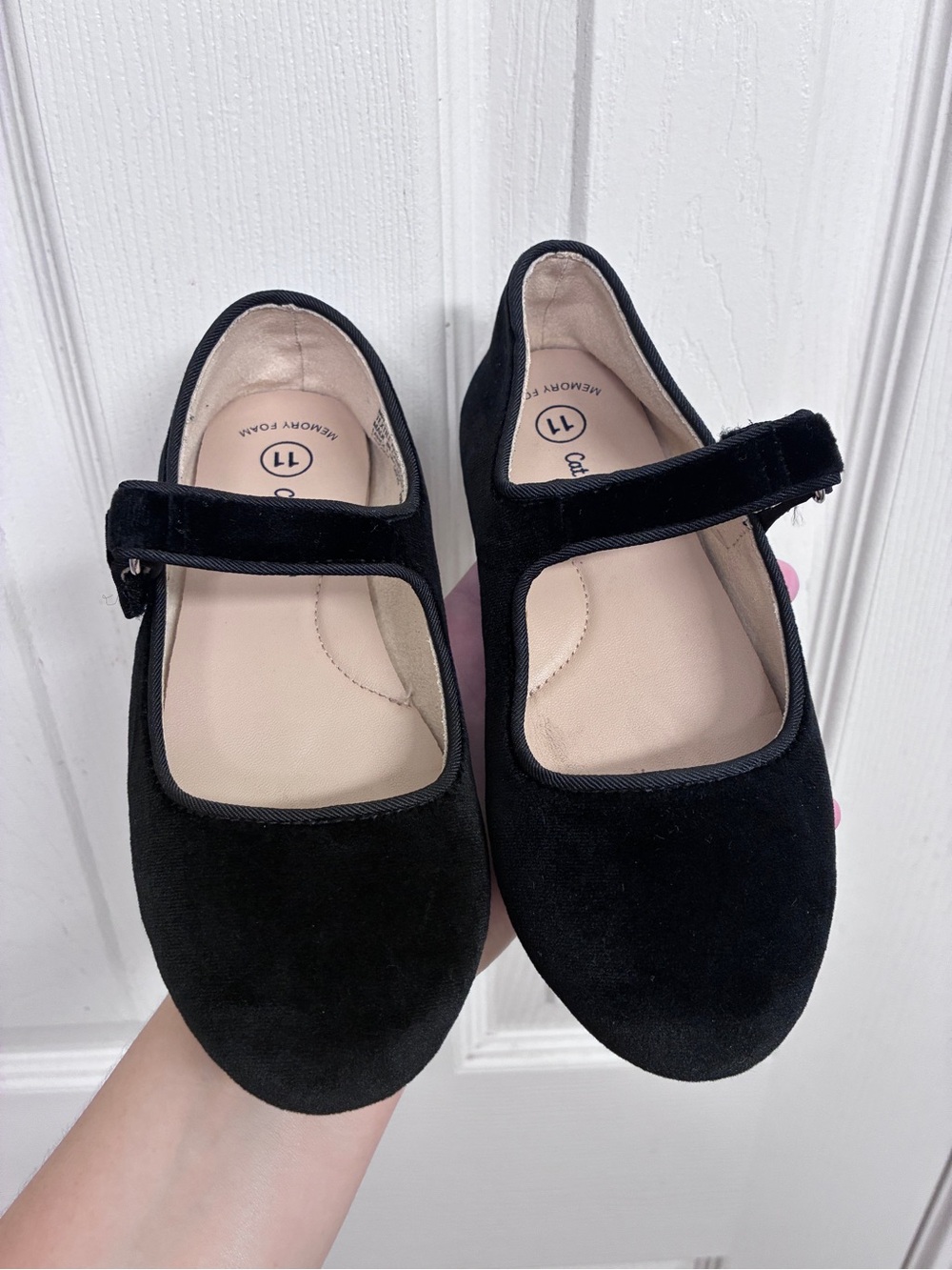Cat & Jack Black Velvet Mary Jane Shoes with Adjustable Strap
